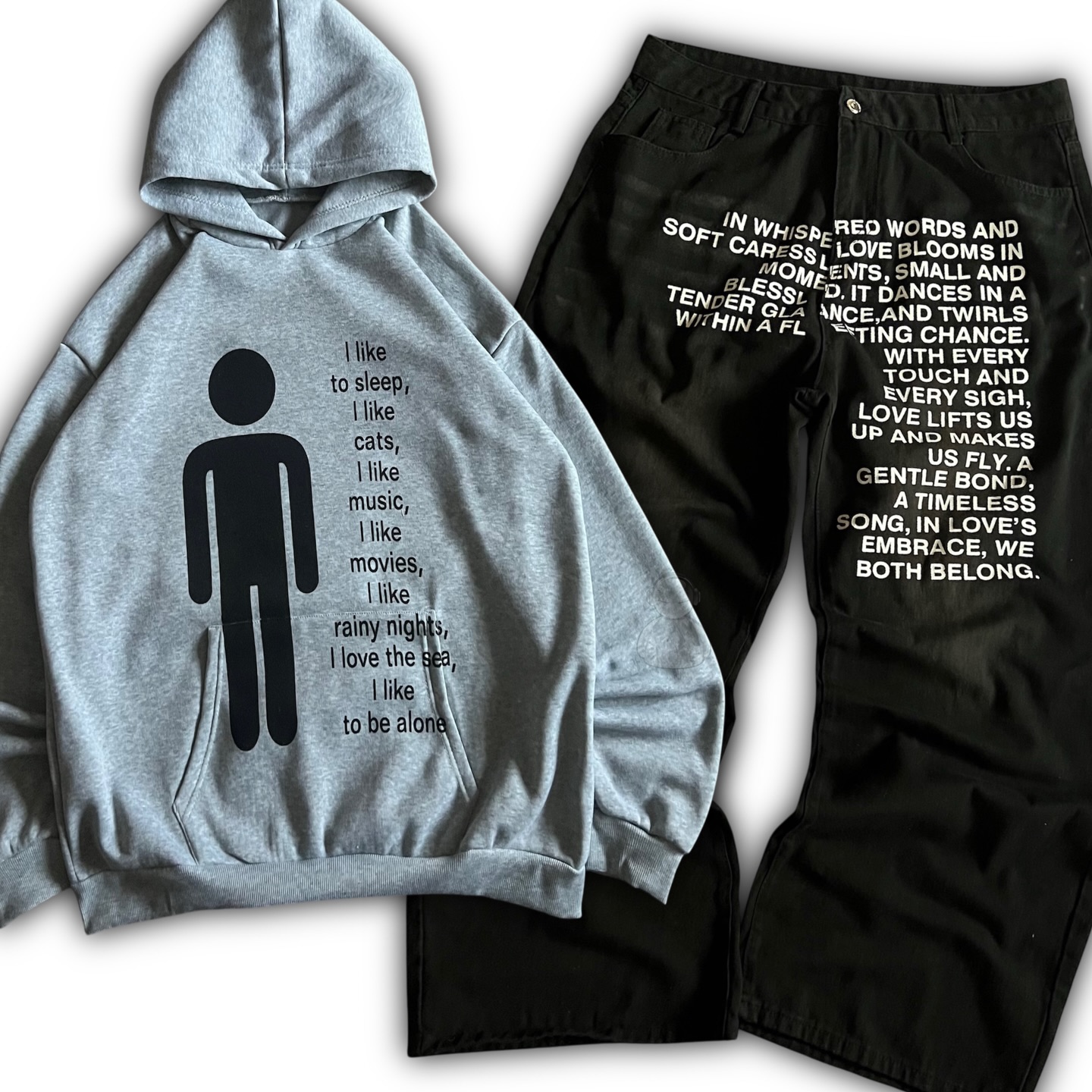 Women'S Fashion Hoodie - Celana Jeans Pola Amerika Y2K Set