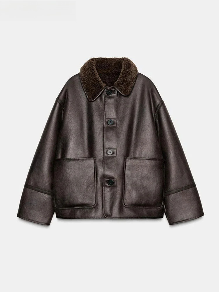 Women'S Fashion Utility Jacket - Jaket Wanita Model Double Sided Solid