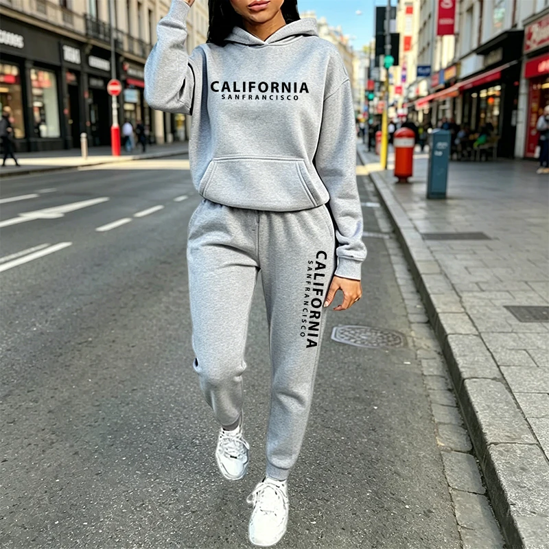 Women'S Fashion Hoodie - Setelan Hoodie Jogger Kasual Urban untuk