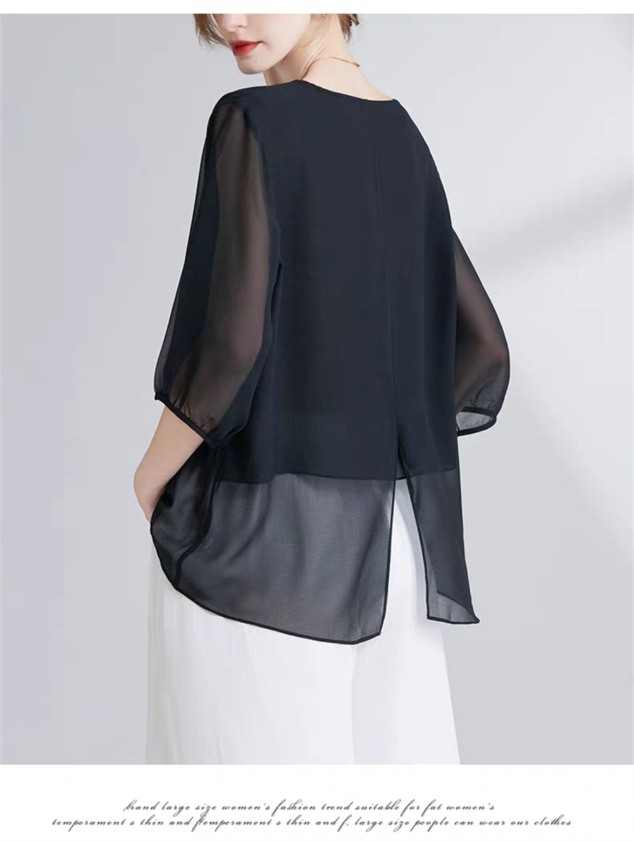 Asymmetric Top Women - Atasan Wanita Ukuran Besar Bahan Sifon