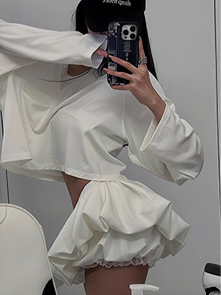 Setelan Kasual Desain Fashion  - Asymmetric Top Women ulasan dan harga