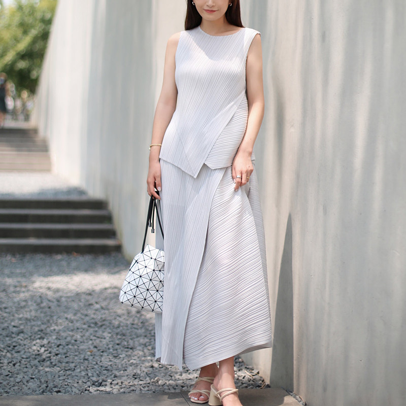 Set atasan & rok maxi 2 potong - Asymmetric Top Women ulasan dan harga