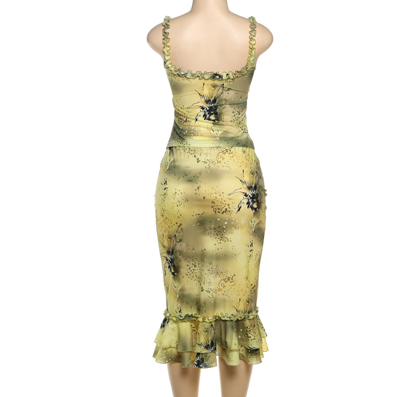Gaun Wanita 2 Potong Motif Bun - Asymmetric Top Women ulasan dan harga