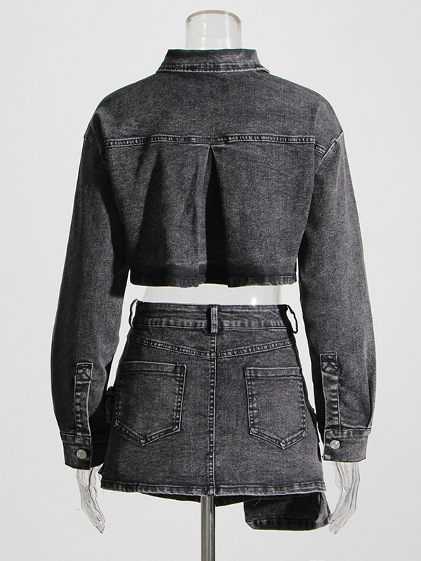   Jaket Denim Pendek Abu-abu d - Women'S Fashion Utility Jacket ulasan dan harga