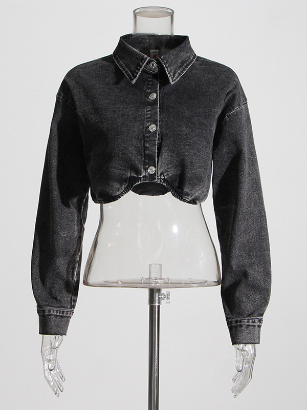   Jaket Denim Pendek Abu-abu d - Women'S Fashion Utility Jacket ulasan dan harga