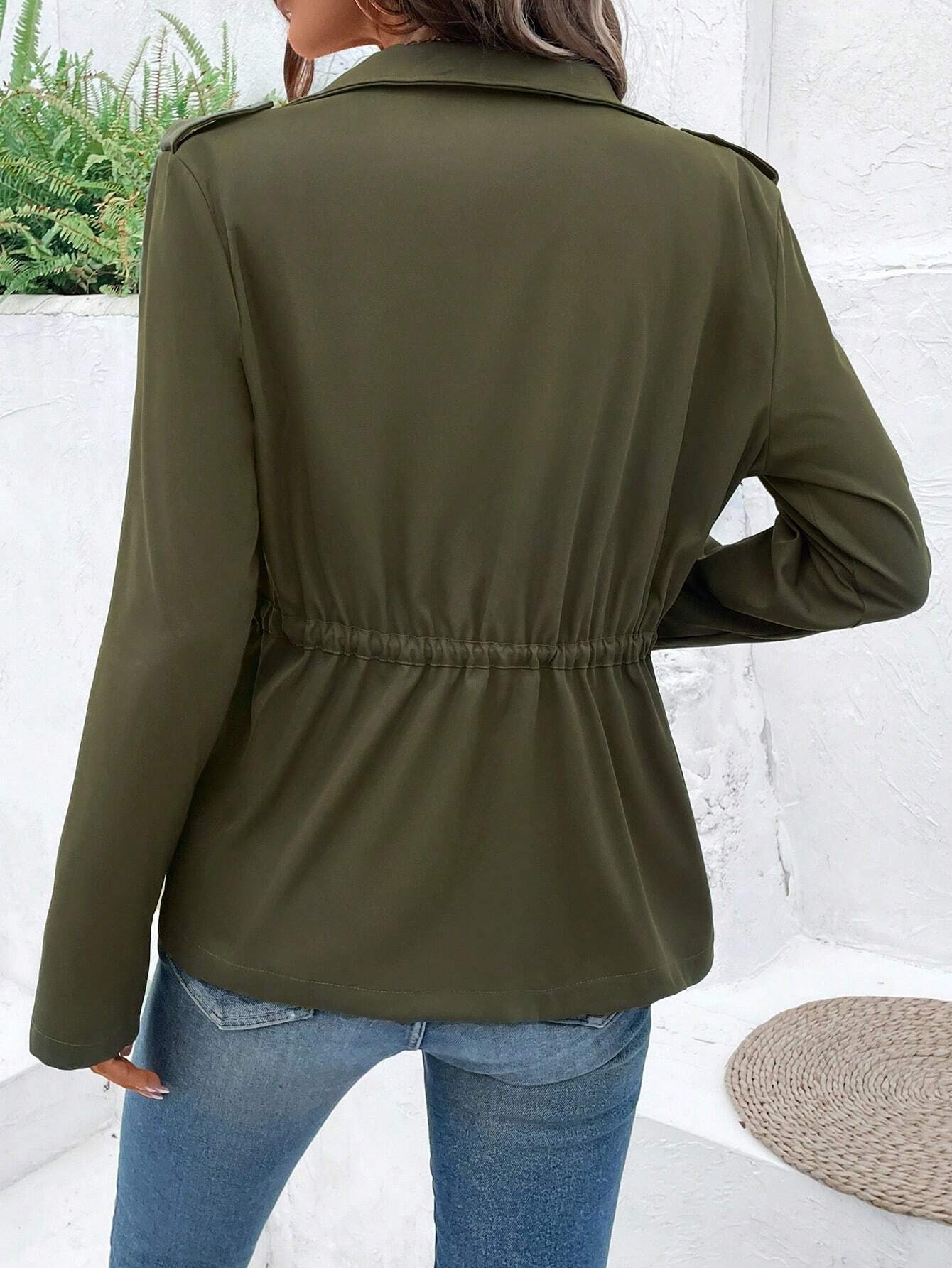 Jaket Wanita dengan Tali Serut - Women'S Fashion Utility Jacket ulasan dan harga