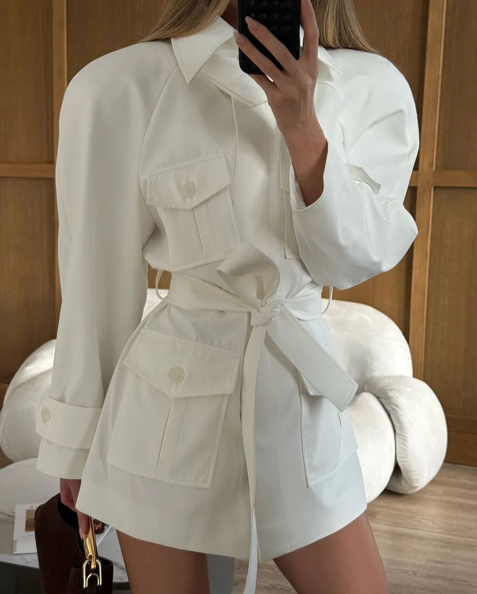 Jaket Putih Polos Berkerah den - Women'S Fashion Utility Jacket ulasan dan harga