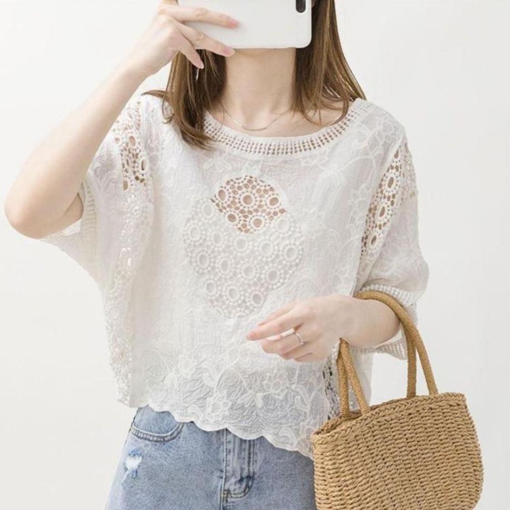 Atasan Rajutan Crochet Bordir  - Women'S Fashion Hoodie ulasan dan harga