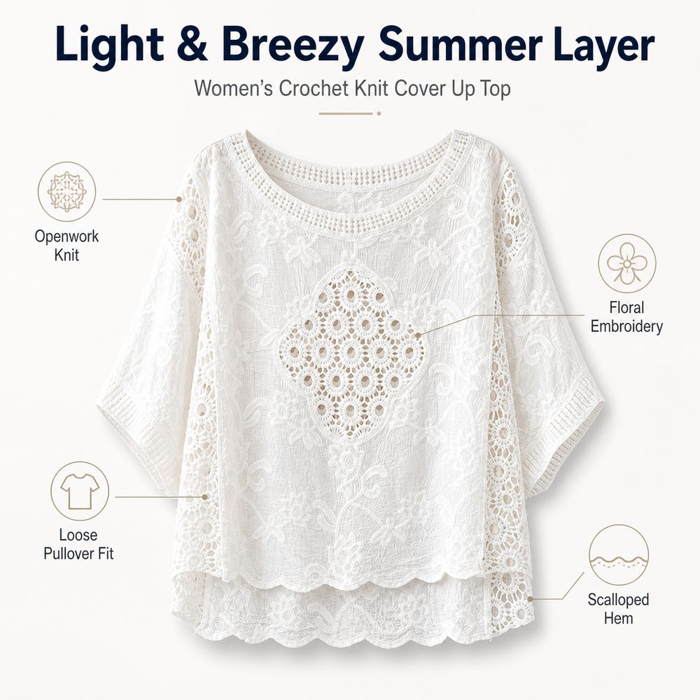 Atasan Rajutan Crochet Bordir  - Women'S Fashion Hoodie ulasan dan harga