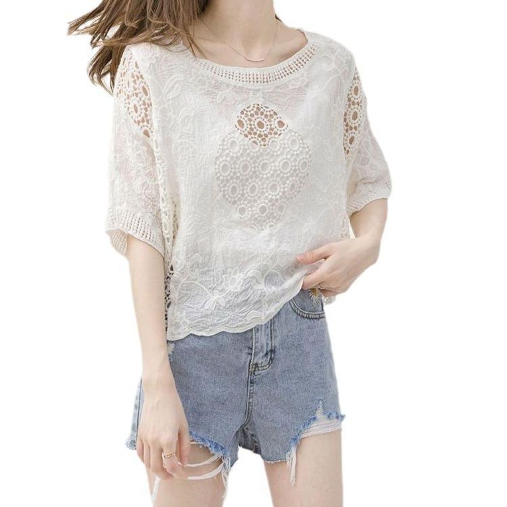 Atasan Rajutan Crochet Bordir  - Women'S Fashion Hoodie ulasan dan harga