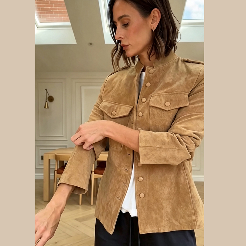 Jaket Wanita Bahan Suede Imita - Women'S Fashion Utility Jacket ulasan dan harga