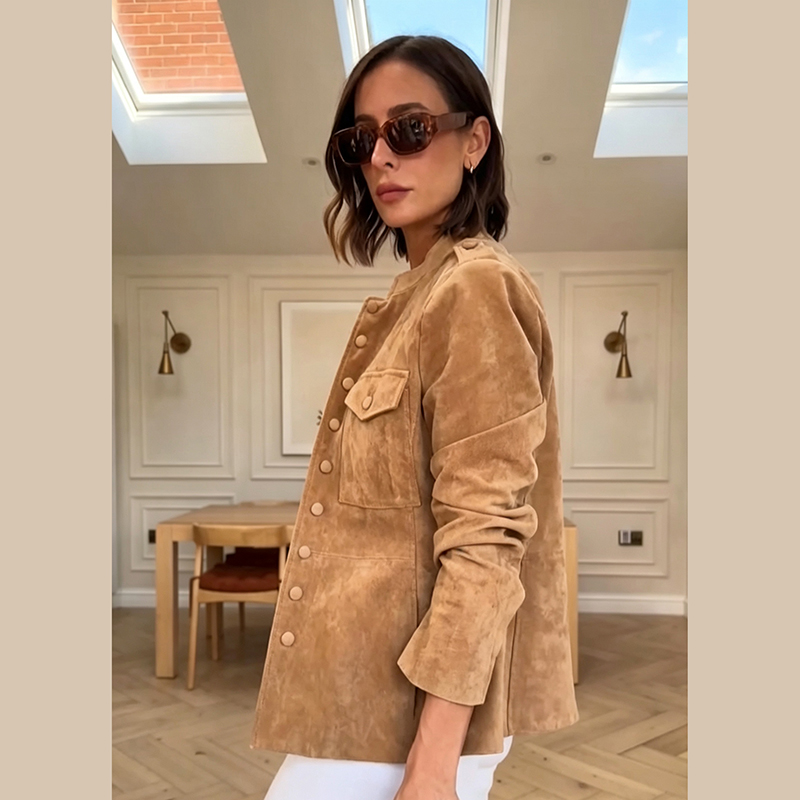 Jaket Wanita Bahan Suede Imita - Women'S Fashion Utility Jacket ulasan dan harga