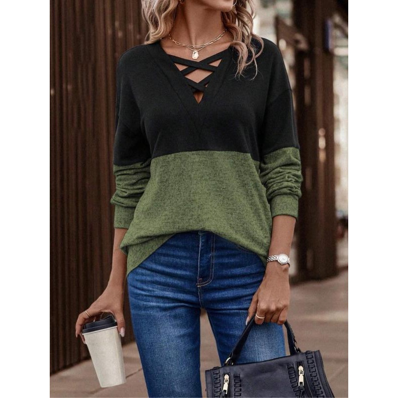 Atasan bahu jatuh depan silang - Asymmetric Top Women ulasan dan harga
