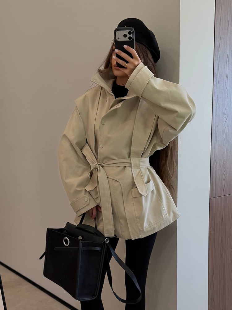 Jas Trench Wanita Model Pendek - Women'S Fashion Utility Jacket ulasan dan harga