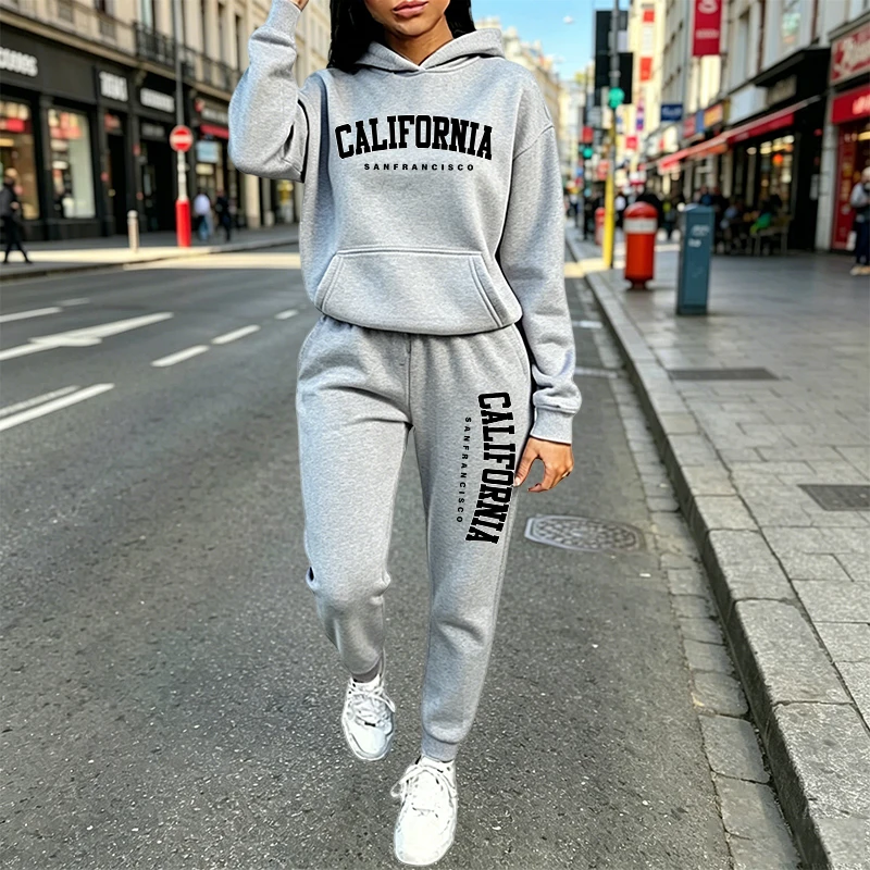 Setelan Hoodie Jogger Kasual U - Women'S Fashion Hoodie ulasan dan harga