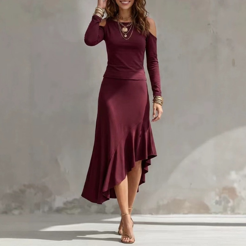 Setelan Wanita Off Shoulder Wa - Asymmetric Top Women ulasan dan harga