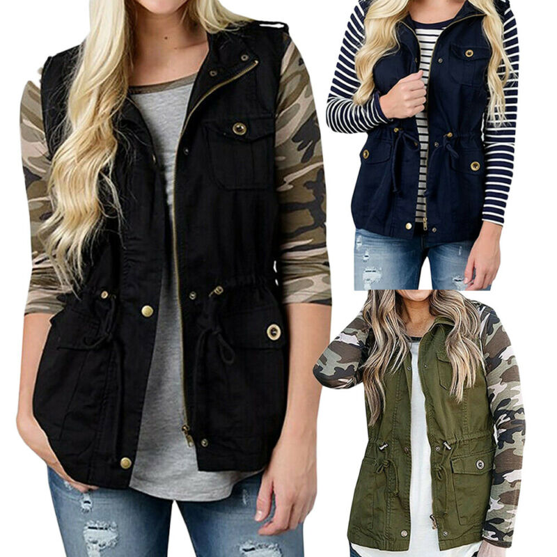 Fashion Wanita Rompi Olive Kar - Women'S Fashion Utility Jacket ulasan dan harga